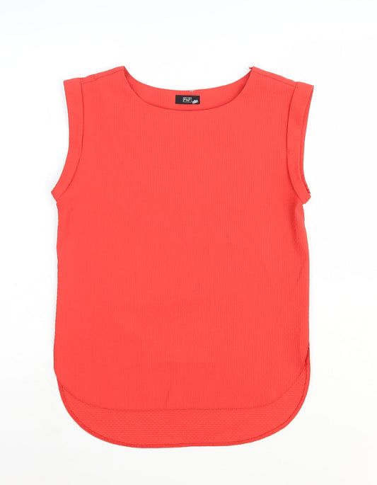 F&F Womens Red Polyester Basic Tank Size 6 Round Neck
