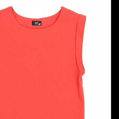 F&F Womens Red Polyester Basic Tank Size 6 Round Neck