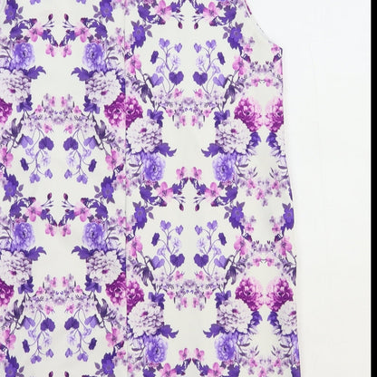 PRETTYLITTLETHING Womens White Geometric Polyester Shift Size 12 V-Neck Pullover