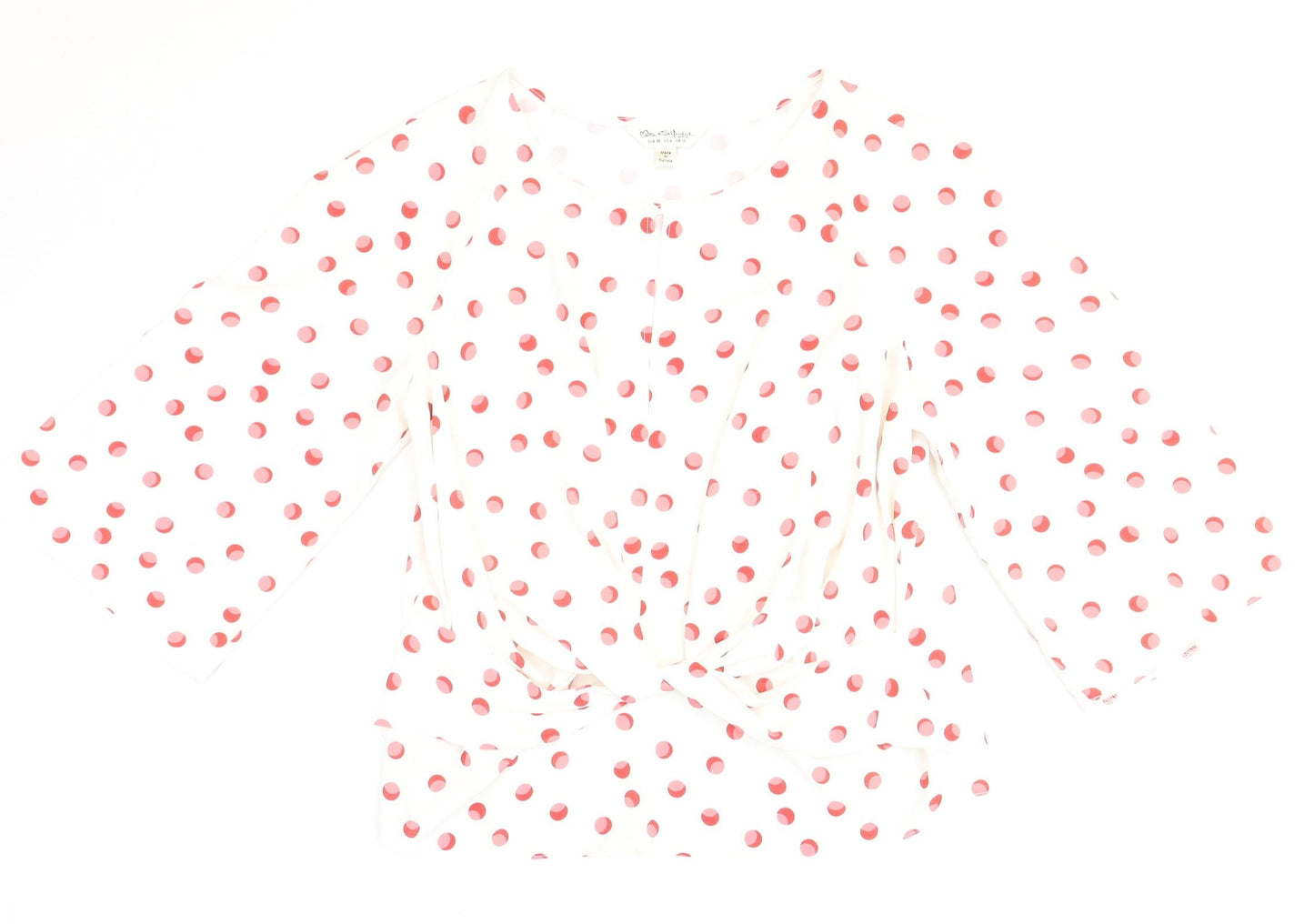 Miss Selfridge Womens White Geometric Polyester Basic Blouse Size 10 Round Neck