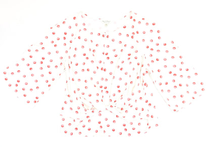 Miss Selfridge Womens White Geometric Polyester Basic Blouse Size 10 Round Neck