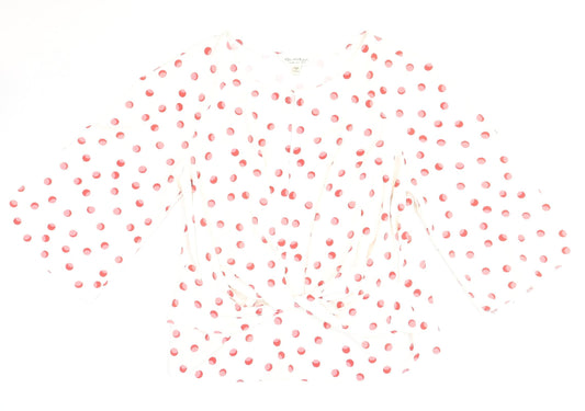 Miss Selfridge Womens White Geometric Polyester Basic Blouse Size 10 Round Neck