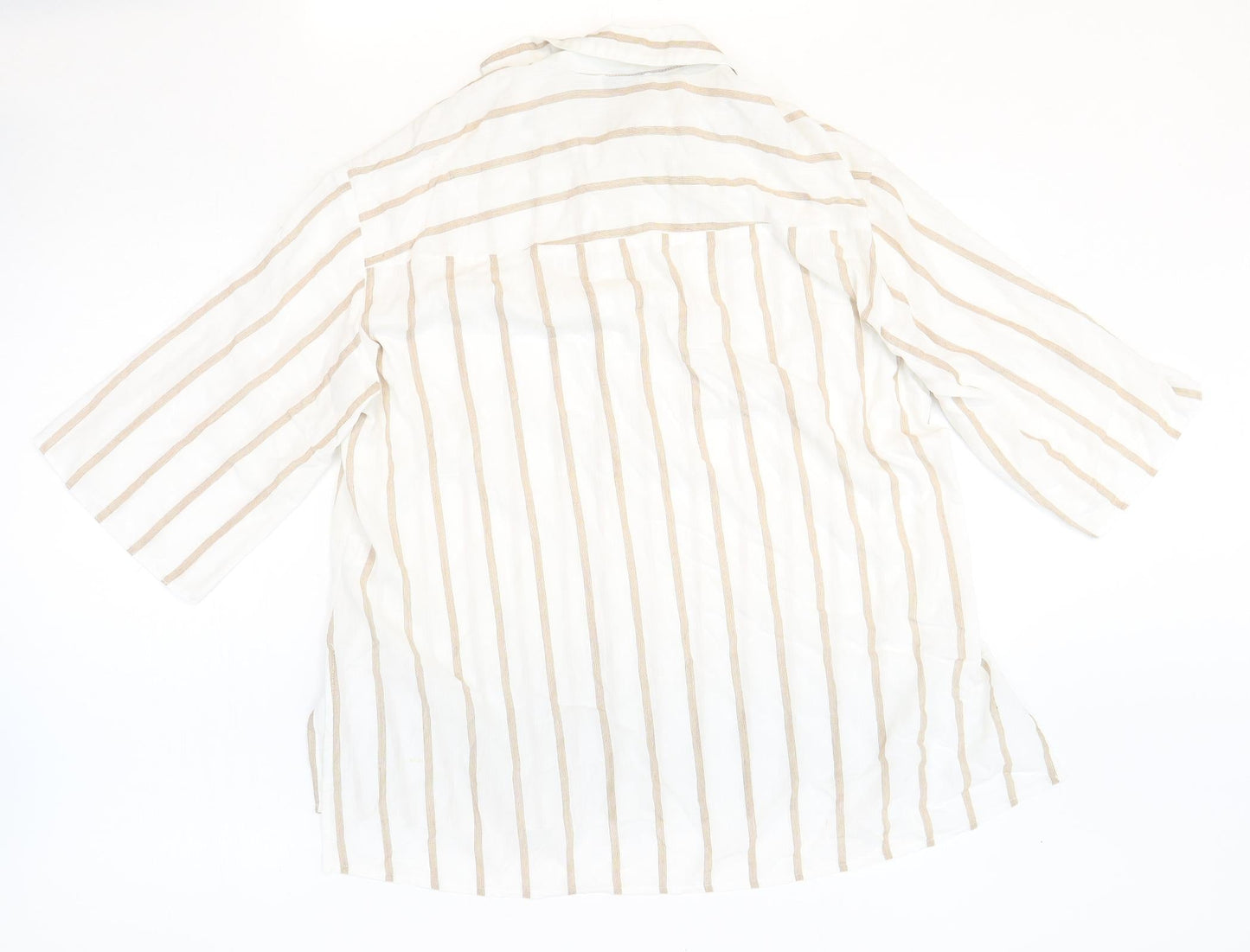 Papaya Womens White Striped Viscose Basic Button-Up Size 10 Collared