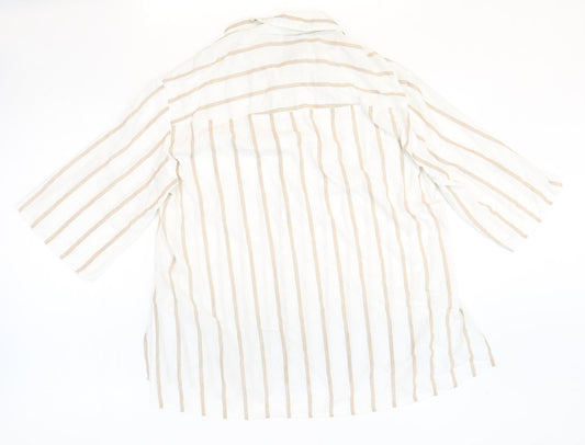 Papaya Womens White Striped Viscose Basic Button-Up Size 10 Collared
