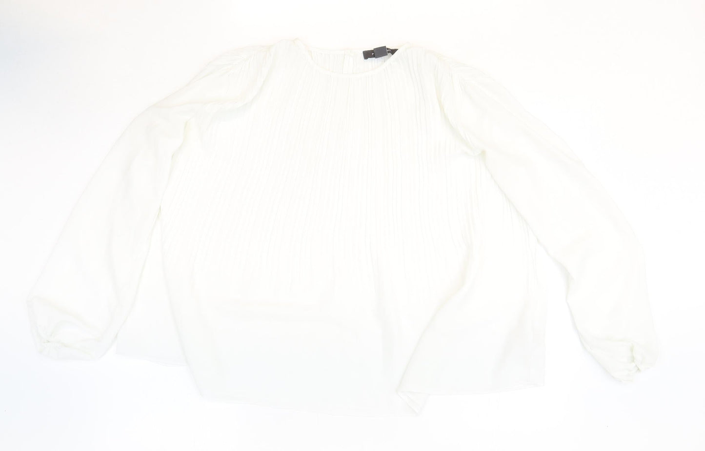 Primark Womens White Polyester Basic Blouse Size 6 Round Neck