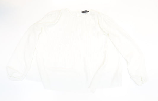 Primark Womens White Polyester Basic Blouse Size 6 Round Neck