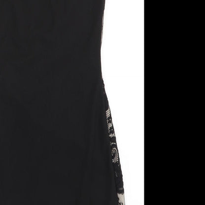 Lipsy Womens Black Geometric Polyester Fit & Flare Size 8 Round Neck Zip