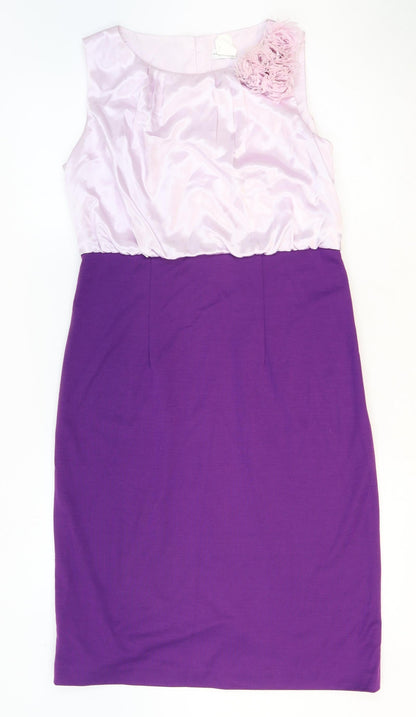 Minuet petite Womens Purple Polyacrylate Fibre Shift Size 12 Round Neck Zip