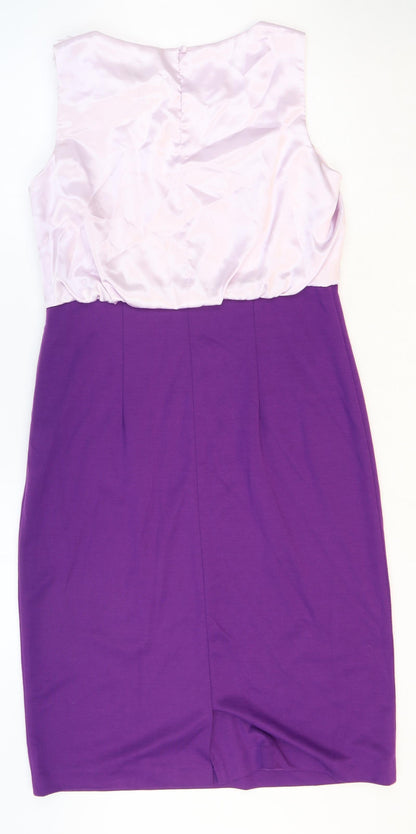 Minuet petite Womens Purple Polyacrylate Fibre Shift Size 12 Round Neck Zip