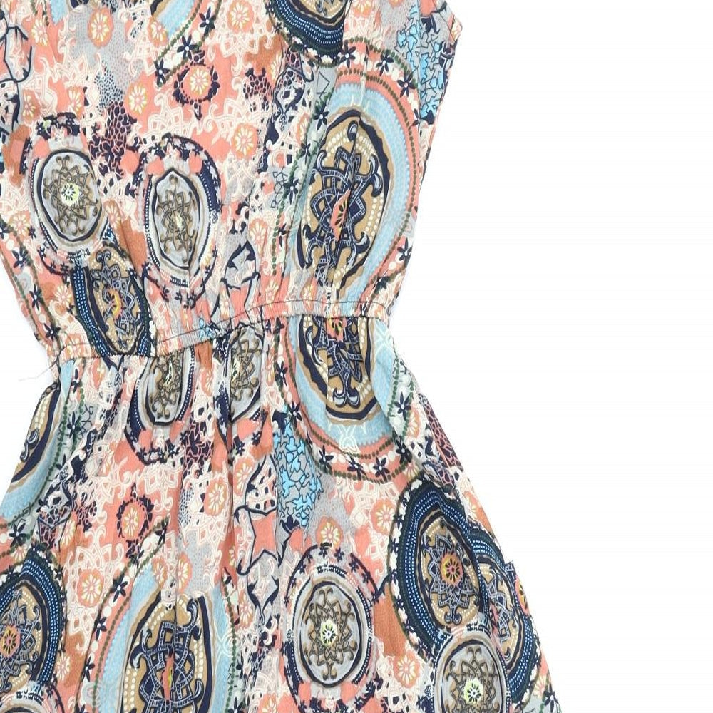 Mela Loves London Womens Multicoloured Geometric Polyester Fit & Flare Size 8 Round Neck Pullover