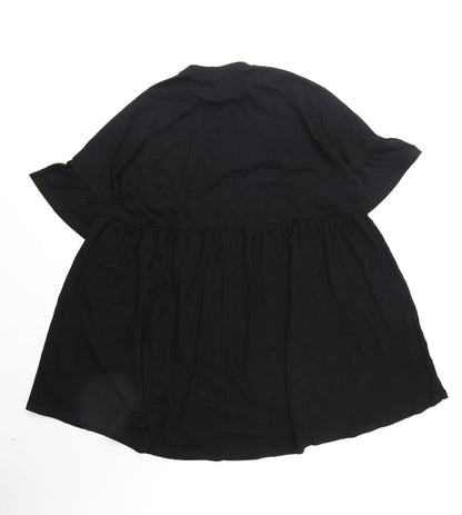 ASOS Womens Black Cotton T-Shirt Dress Size 4 Round Neck Pullover