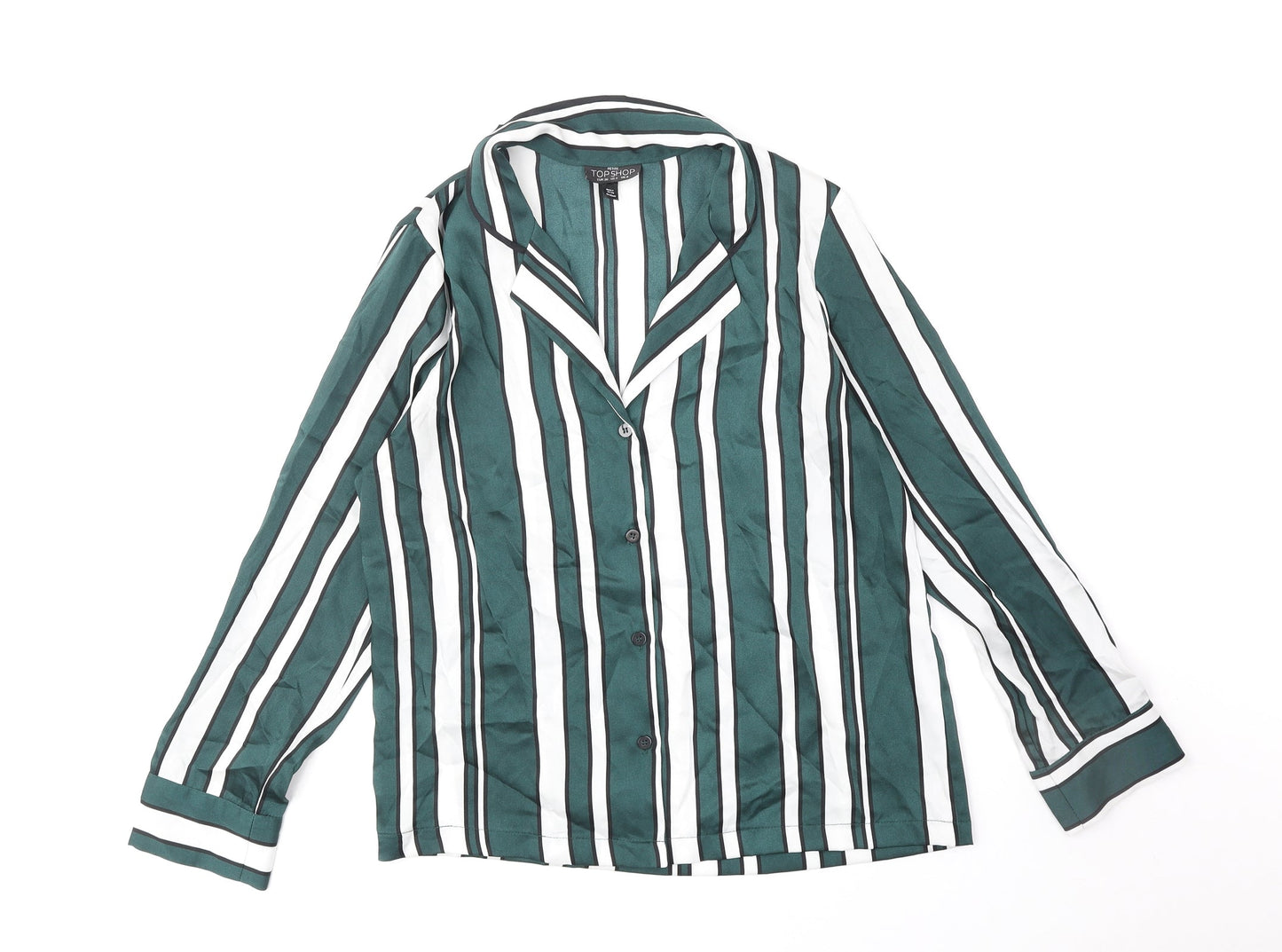 Womens UK Size 8 Topshop Green Basic Button-Up