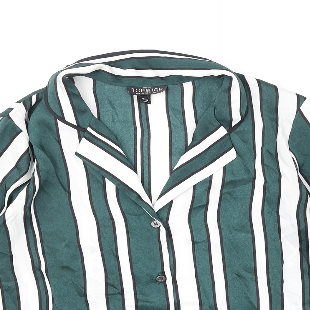 Womens UK Size 8 Topshop Green Basic Button-Up