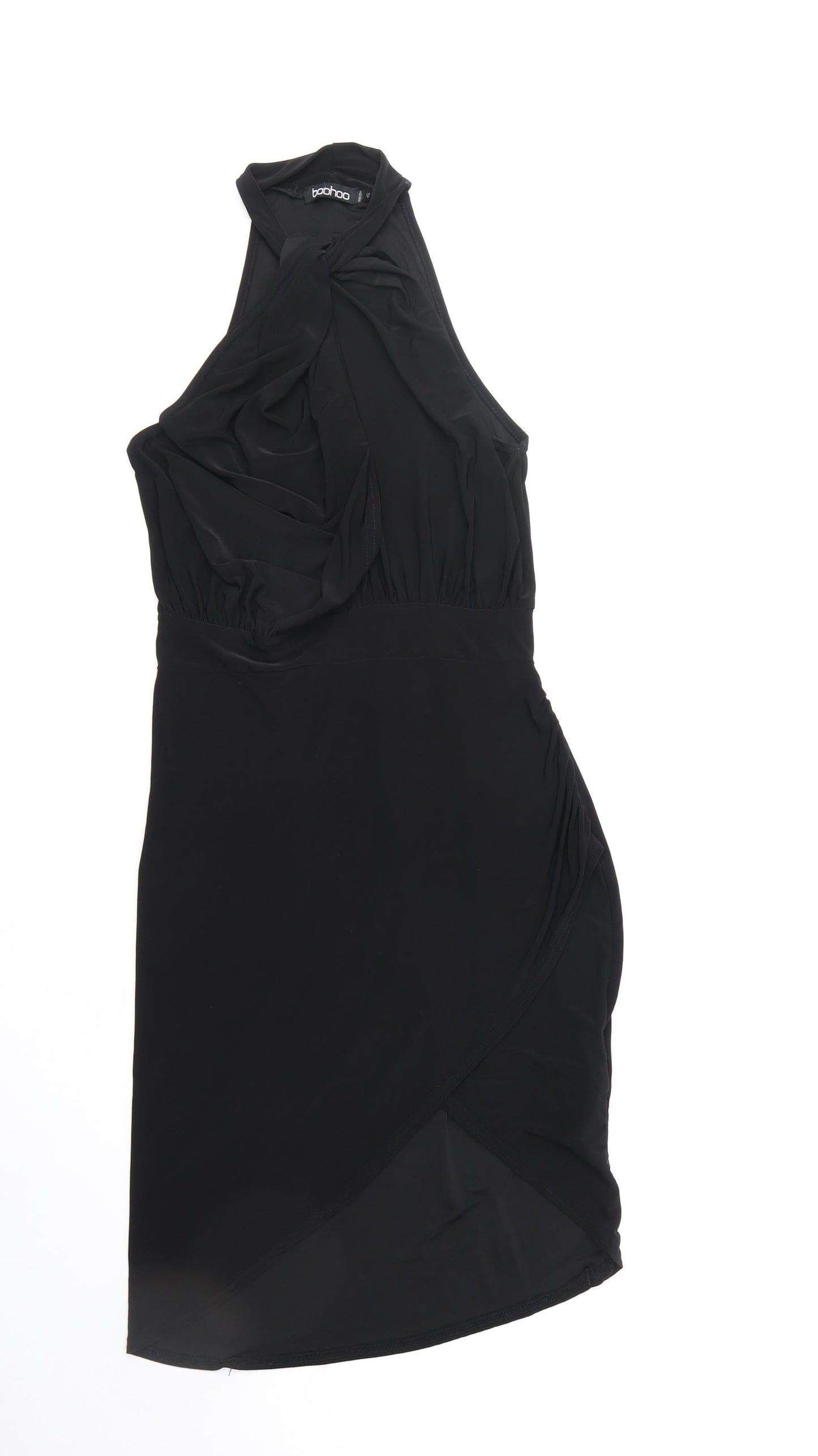 Boohoo Womens Black Polyester Bodycon Size S Round Neck Pullover