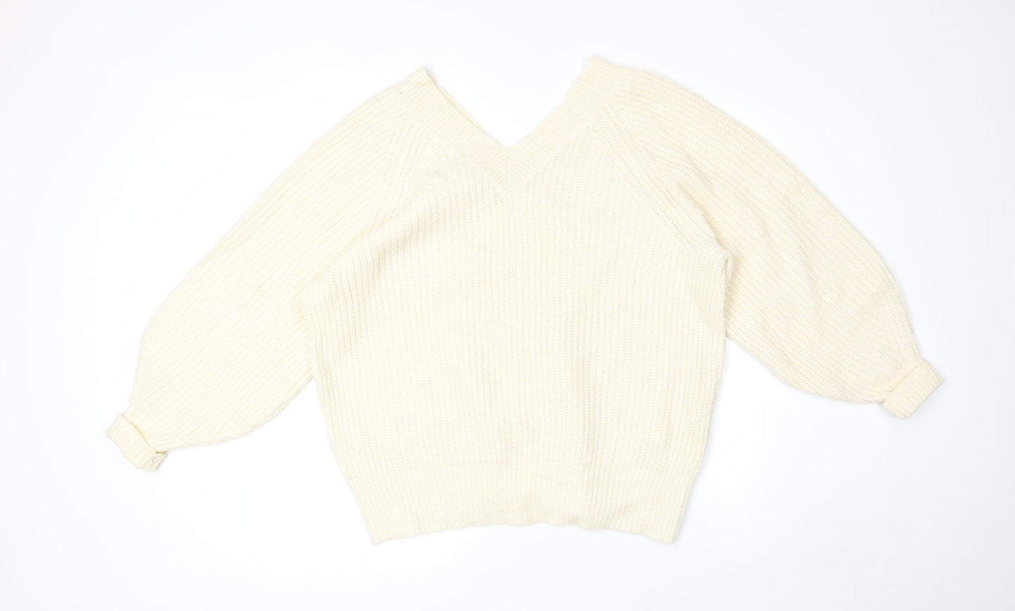 George Womens Yellow V-Neck Acrylic Pullover Jumper Size M - Ribbed