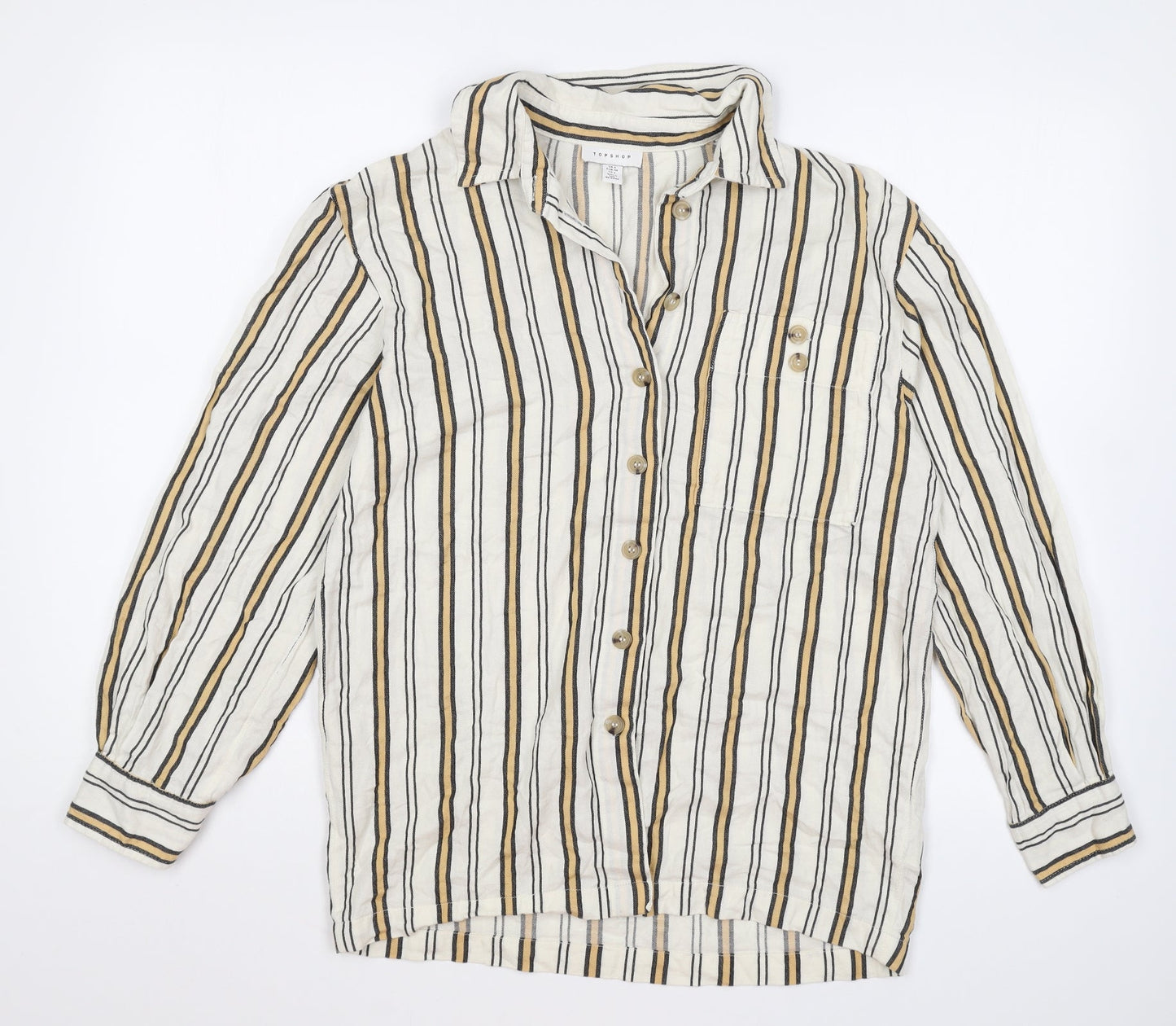 Womens UK Size 6 Topshop Beige Basic Button-Up