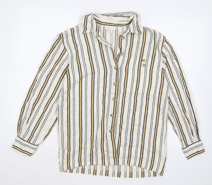 Womens UK Size 6 Topshop Beige Basic Button-Up