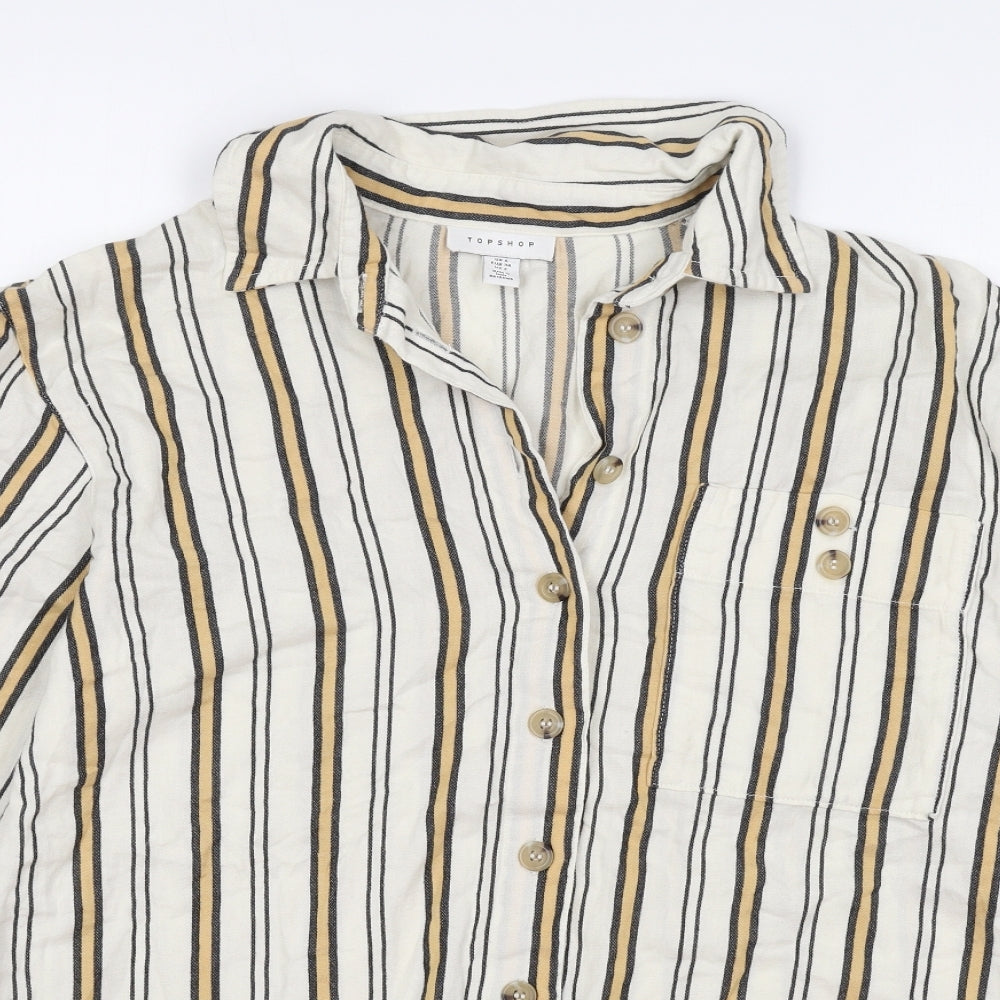 Womens UK Size 6 Topshop Beige Basic Button-Up