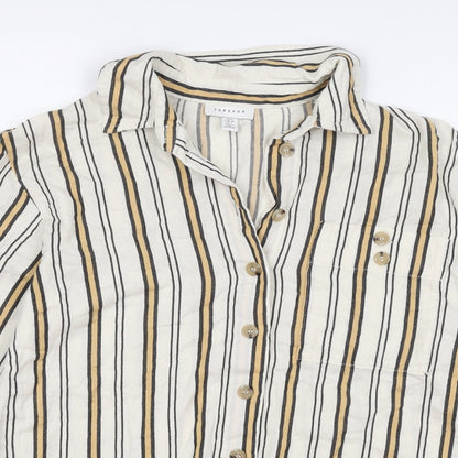 Womens UK Size 6 Topshop Beige Basic Button-Up