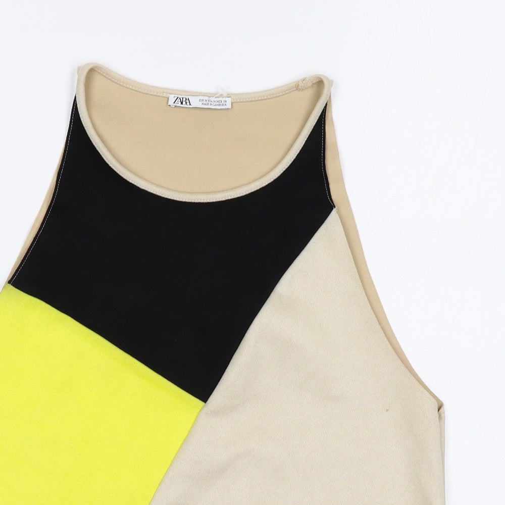 Womens UK Size M Zara Beige Basic Tank