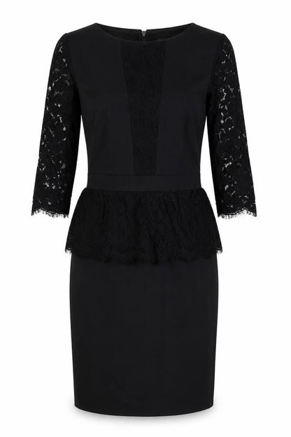 Paper Dolls Womens Black Cotton Shift Size 10 Round Neck Zip - Lace Detail