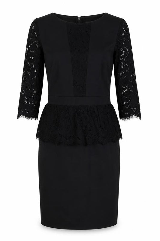Paper Dolls Womens Black Cotton Shift Size 10 Round Neck Zip - Lace Detail