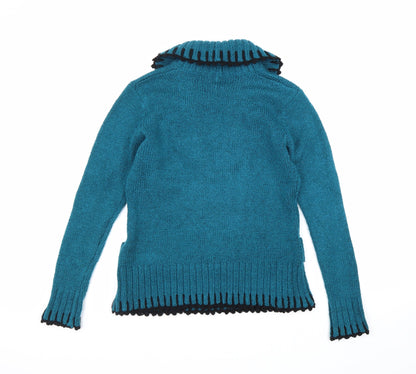 Saloos Womens Blue Round Neck Acrylic Pullover Jumper Size M