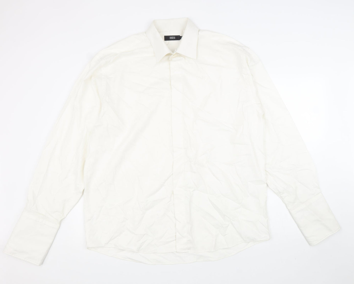 Mens UK Collar Size 16.5 Marks and Spencer Smart White  Dress Shirt