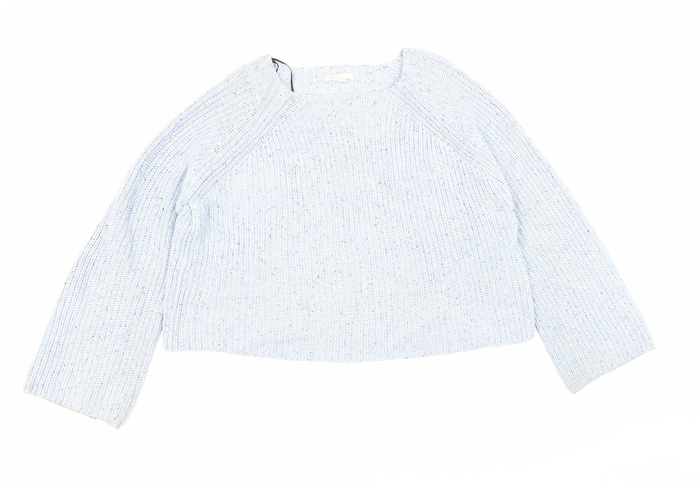 Basic Womens Blue Square Neck Acrylic Pullover Jumper Size S