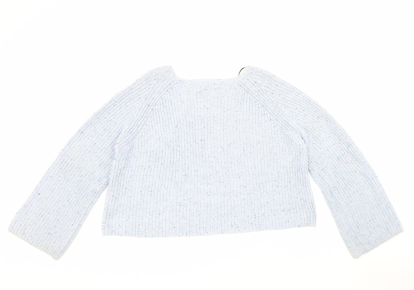 Basic Womens Blue Square Neck Acrylic Pullover Jumper Size S