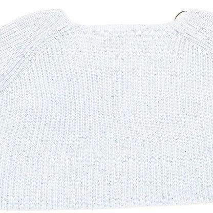 Basic Womens Blue Square Neck Acrylic Pullover Jumper Size S