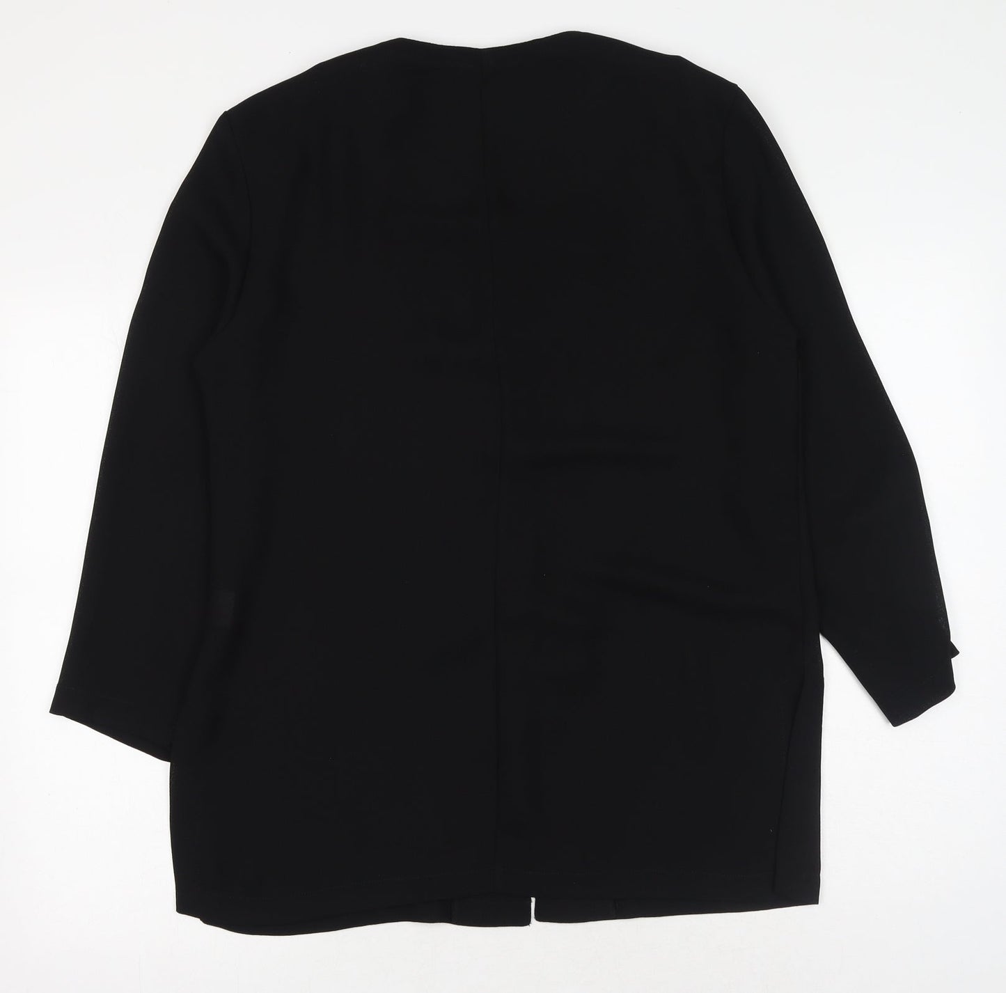 Mona Lisa Womens Black Polyester Basic Button-Up Size 14 V-Neck