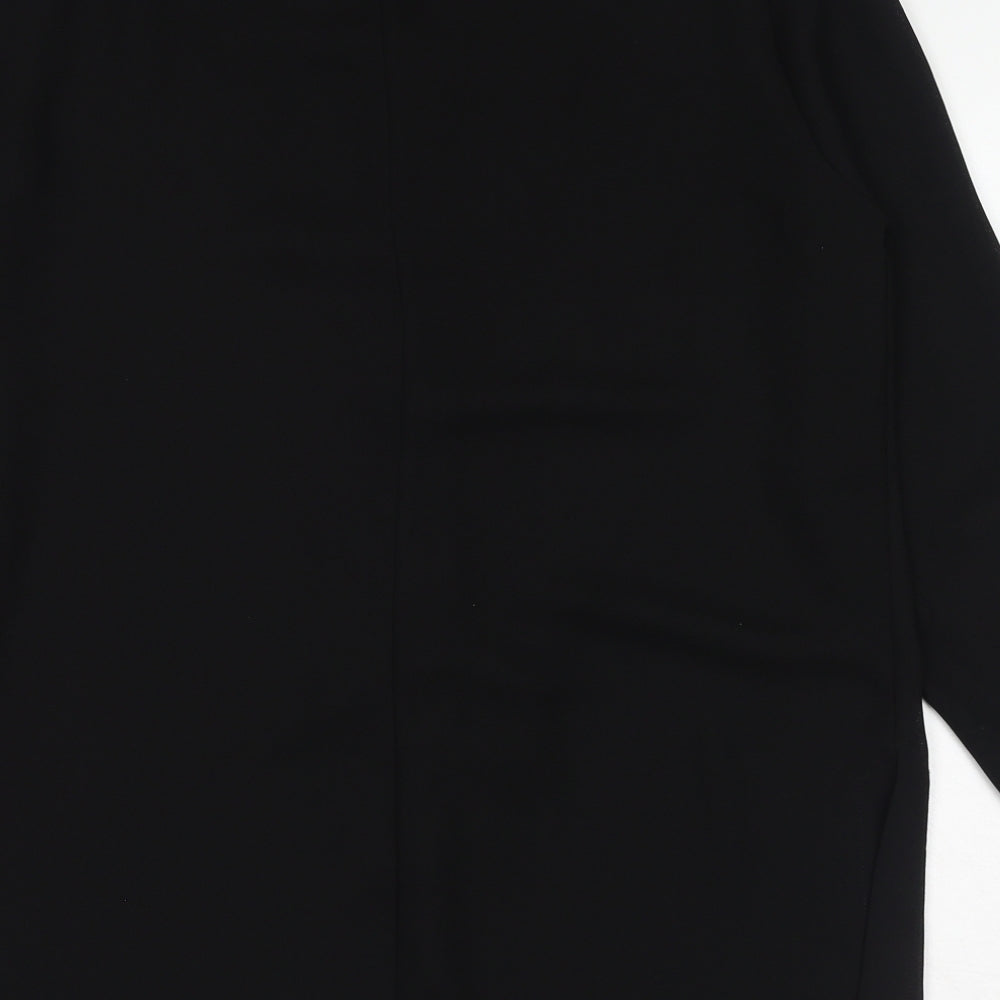 Mona Lisa Womens Black Polyester Basic Button-Up Size 14 V-Neck
