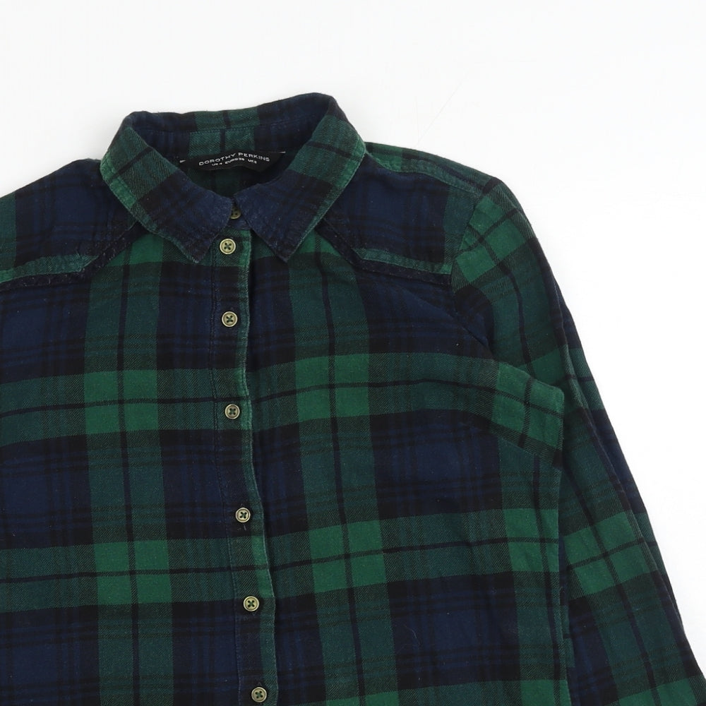 Womens UK Size 8 Dorothy Perkins Green Basic Button-Up