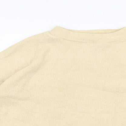 Preworn Womens Beige Boat Neck Polyester Pullover Jumper Size S - Colourblock