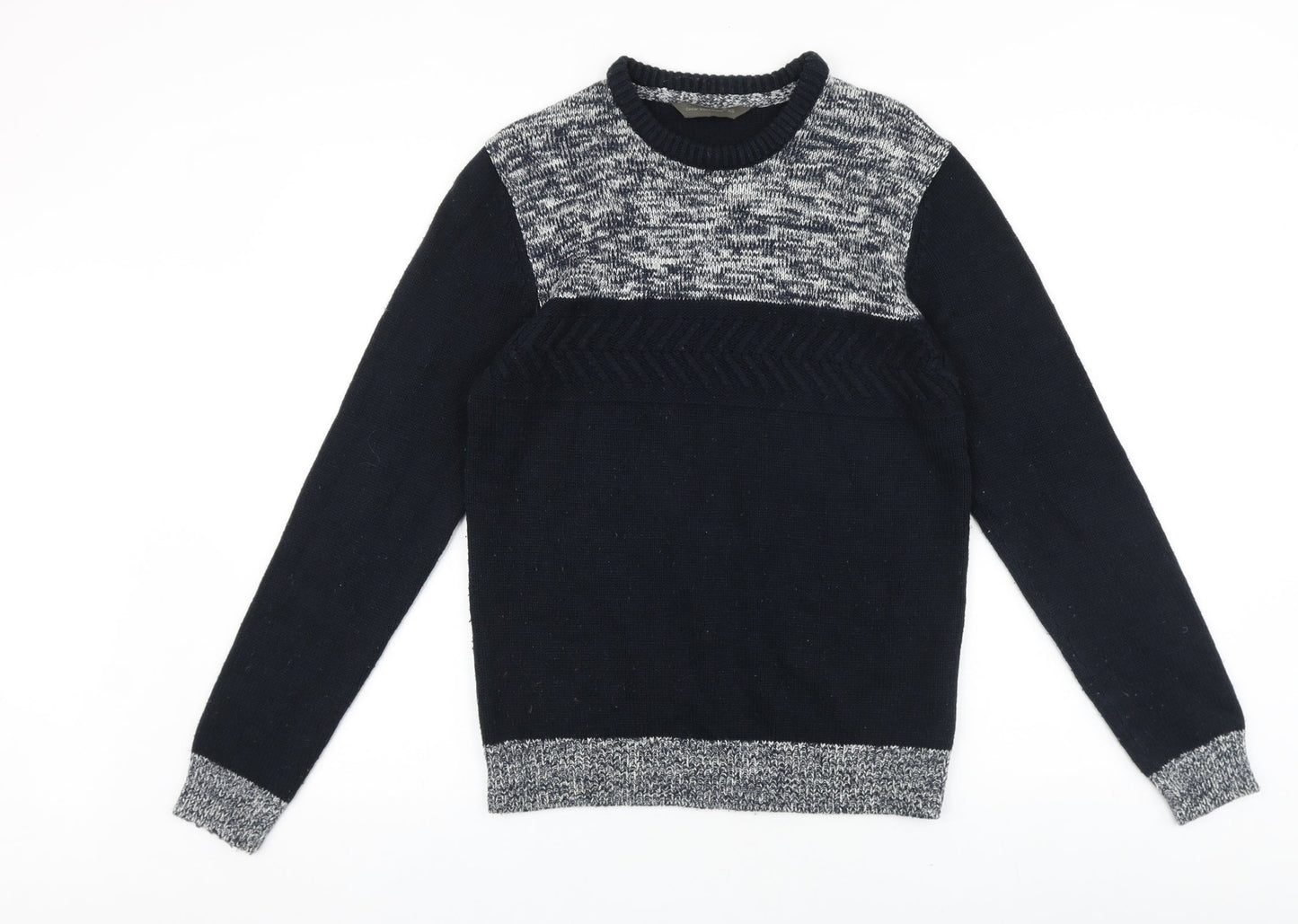 Cedar Wood State Mens Black Round Neck Acrylic Pullover Jumper Size XS