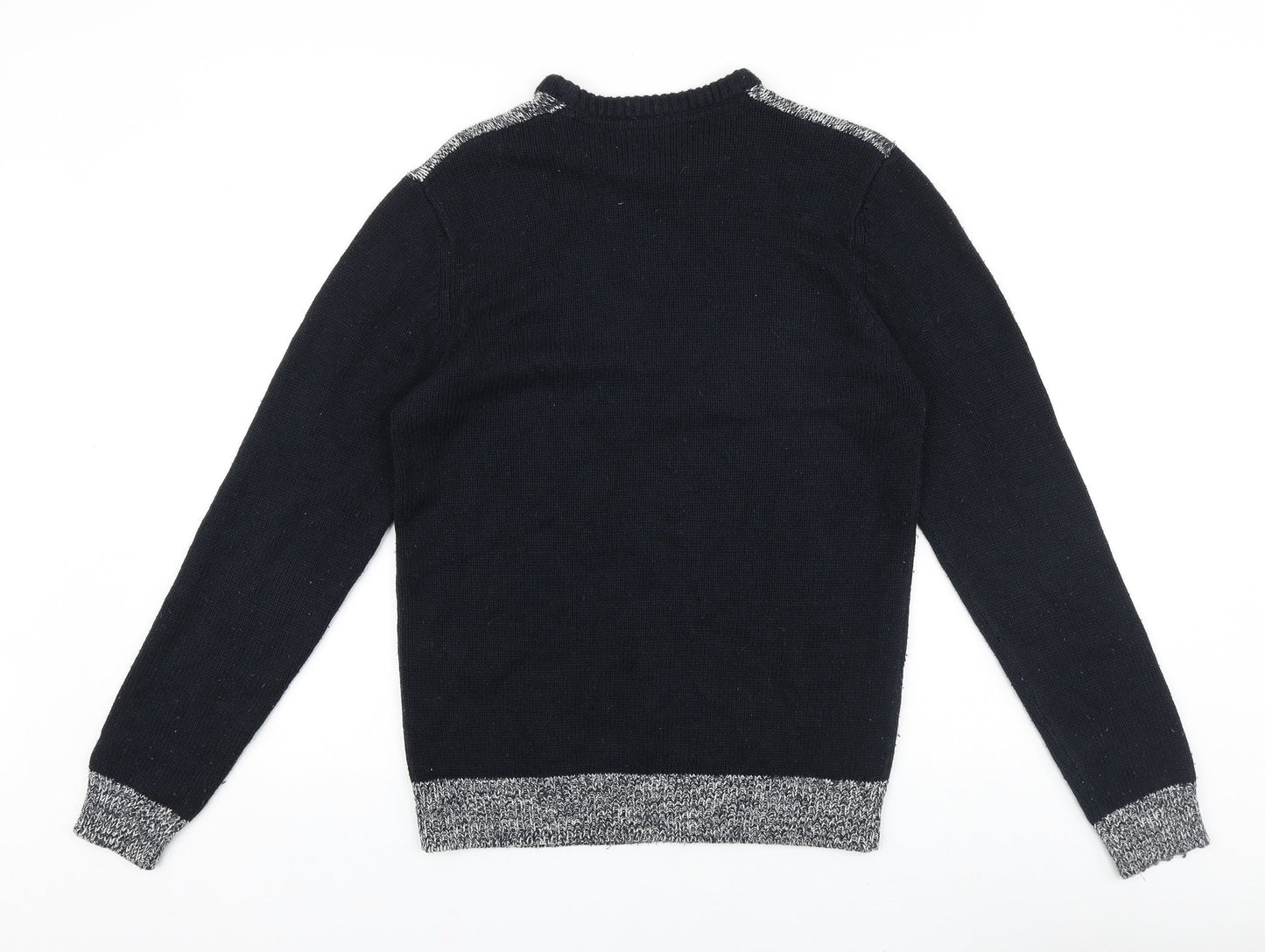 Cedar Wood State Mens Black Round Neck Acrylic Pullover Jumper Size XS