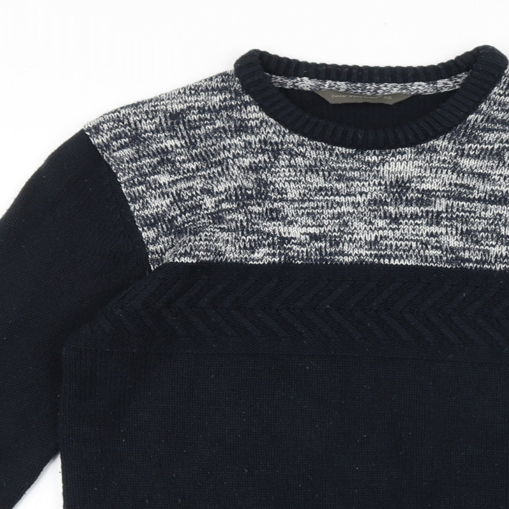 Cedar Wood State Mens Black Round Neck Acrylic Pullover Jumper Size XS