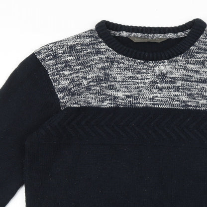 Cedar Wood State Mens Black Round Neck Acrylic Pullover Jumper Size XS