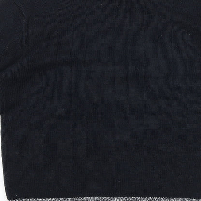 Cedar Wood State Mens Black Round Neck Acrylic Pullover Jumper Size XS