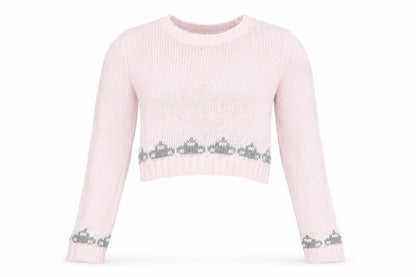 Mirumi Womens Pink Round Neck Acrylic Pullover Jumper Size S
