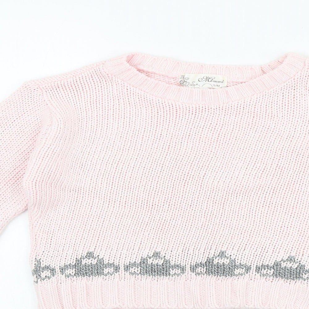 Mirumi Womens Pink Round Neck Acrylic Pullover Jumper Size S