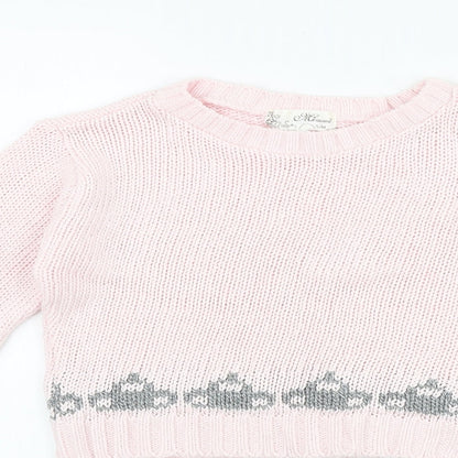Mirumi Womens Pink Round Neck Acrylic Pullover Jumper Size S