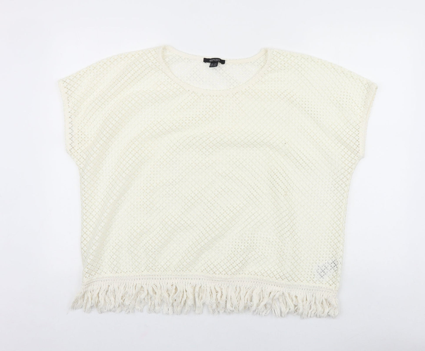 Womens UK Size XL ESMARA Ivory Cropped T-Shirt