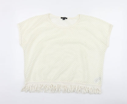 Womens UK Size XL ESMARA Ivory Cropped T-Shirt