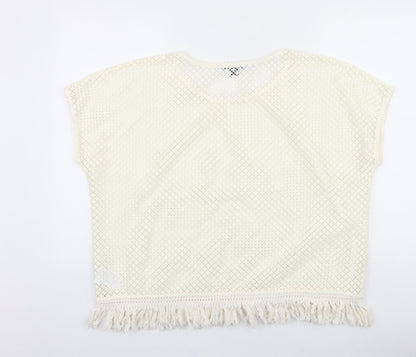Womens UK Size XL ESMARA Ivory Cropped T-Shirt