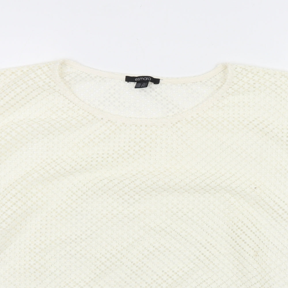 Womens UK Size XL ESMARA Ivory Cropped T-Shirt