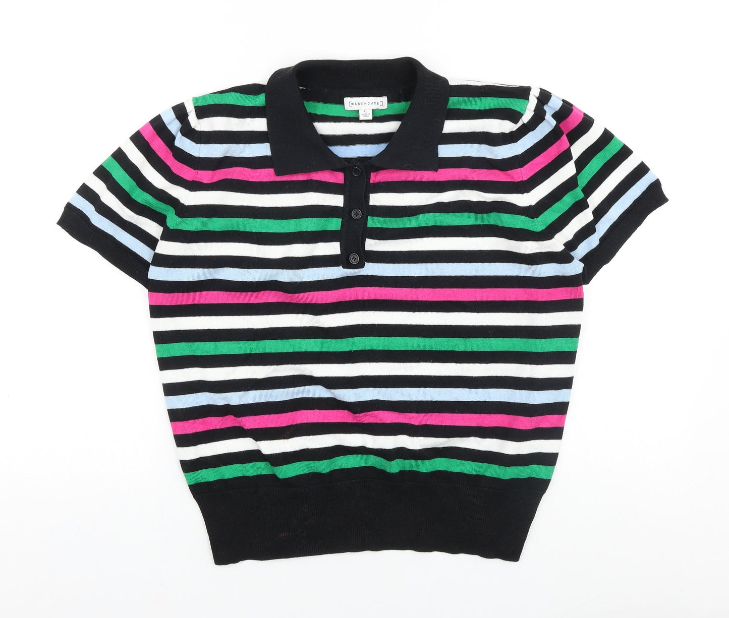 Womens UK Size L Warehouse Black Basic Polo