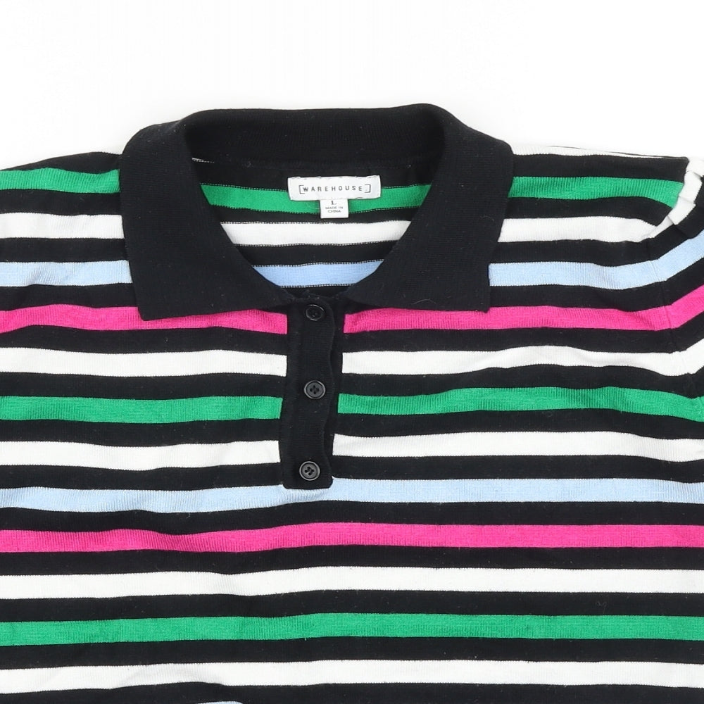 Womens UK Size L Warehouse Black Basic Polo