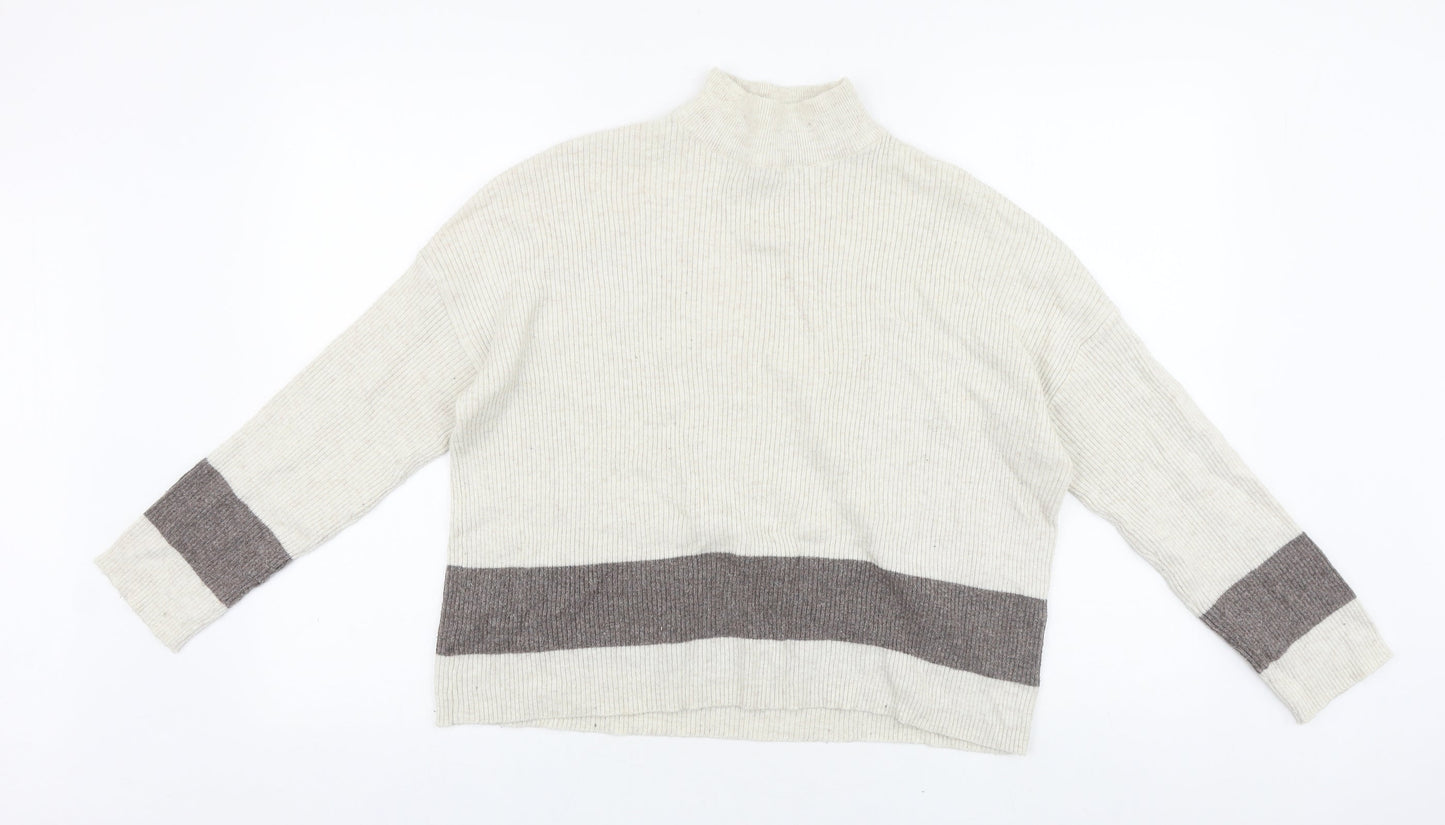 Womens UK Size M Jaqueline De Yong Beige Pullover Jumper